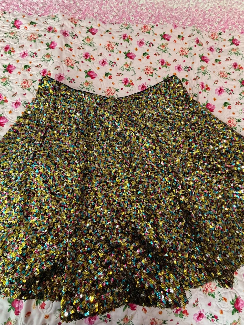 Nasty Gal Gold Sequin Circle Skirt